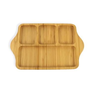 Imagem de Gamela Petisqueira Bambu 100% Ecológico Natural Rústico Elegante Multiuso para Organizar Servir Petiscos Queijos Frios Minimalista - Linha Cozinha Morderna&Elegante
