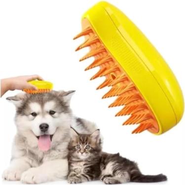Imagem de Escova Pet A Vapor 3 Em 1 Cães E Gatos Autolimpante Vaporizada Massagem Relaxante Recarregável Transforme O Cuidado Com Seu Pet Em Um Momento De Carinho Higiene E Bem-Estar
