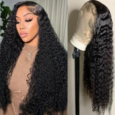 Imagem de Peruca Manorshen Deep Wave Lace Front 56 cm Cabelo humano 180% de dens
