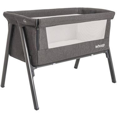 Imagem de Berço Lado a Lado Cama para Bebê Kiddo Whoop Lazy Desmontável Cinza Grafite com Mosquiteiro e Bolsa Transporte 0 meses a 9kg 8203AMG