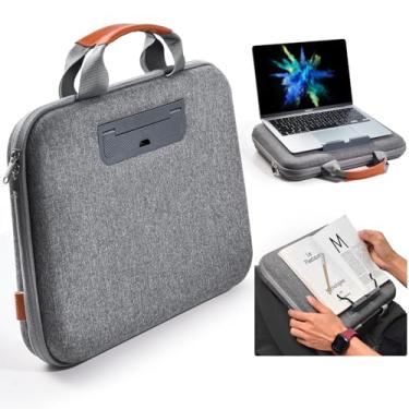 Imagem de Nauttxon Capa rígida para laptop de 13 a 14 polegadas, capa para laptop 2 em 1 e mesa de colo com tampa e clipe de livro, à prova de choque, à prova d'água, compatível com MacBook Air Pro, HP, Dell