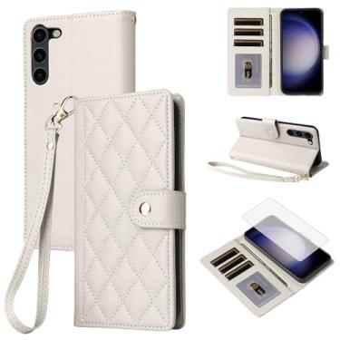 Imagem de Furiet Capa carteira para Samsung Galaxy S23 Plus S23+ 5G com protetor de tela e alça de pulso destacável de couro de luxo com ranhuras para celular S23plus 23S + S 23 23+ SM-S916U 16.8 cm cáqui