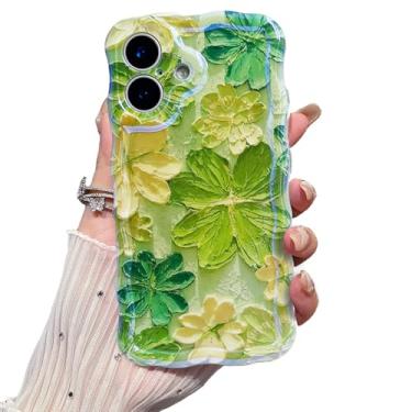 Imagem de VCTERFK Capa para iPhone 17, flor de pintura a óleo retrô colorida requintada, moldura ondulada com padrão brilhante, macia, durável, à prova de choque, proteção para câmera para iPhone 17, para