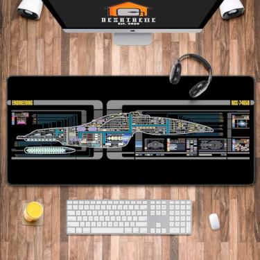 Imagem de Painéis de controle de nave espacial mouse pad grande, tapete de mesa empresarial, mousepads de nave estelar, tapete de teclado de computador vintage, 81,2 "x11,8" x 1/12, tapete de jogador, presente