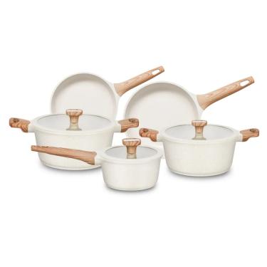 Imagem de Conjunto de Panelas Branco Antiaderente MTA 5 Peças Titanium 