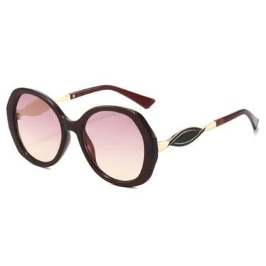 Imagem de Óculos de sol femininos ovais com gradiente retrô, personalidade, contraste de cor, armação irregular, moderno, casual, masculino, UV400 (vermelho, rosa, amarelo)