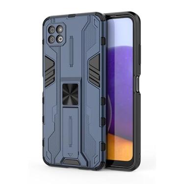 Imagem de SORAKA Capa para Samsung Galaxy A22 5G com suporte Capa de proteção resistente para Samsung Galaxy A22 5G Capa com placa de metal para suporte magnético para carro Capa Silm Fit