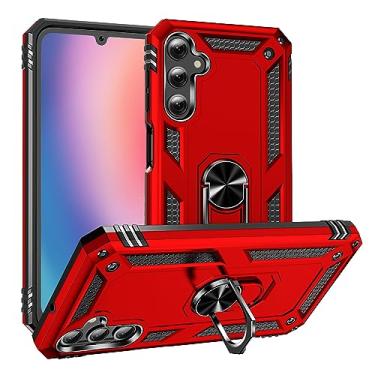 Imagem de SORAKA Capa para Samsung Galaxy A25 5G com suporte de anel capa armadura para Samsung Galaxy A25 5G capa traseira de policarbonato rígido com placa de metal para suporte magnético de telefone carro
