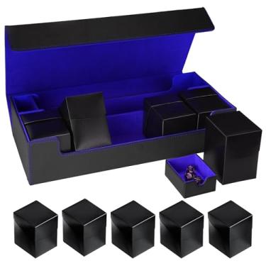 Imagem de Scimi Caixa de armazenamento de cartões MTG – Inclui 5 caixas de baralho pequenas, comporta mais de 1800 cartas com capa, vem com estojo para playmat e fecho magnético forte (mais de 800 inclui 5