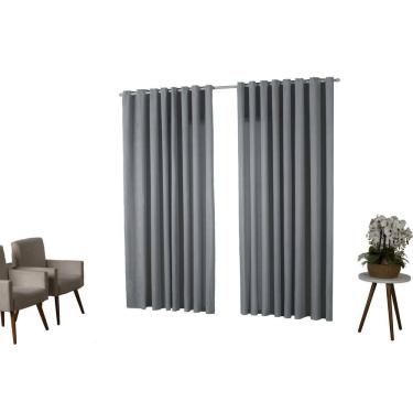 Imagem de Cortina Oxford 3,00X2,50 Sala Quarto Porta Cinza