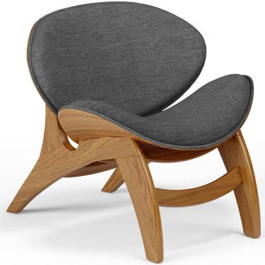 Imagem de Poltrona Decorativa Orgânica Sala Living Kadosh L02 Linho Cinza Escuro - Lyam Decor