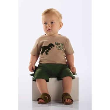 Imagem de Conjunto Camiseta e Bermuda para Bebê Up Baby, Bege, 1