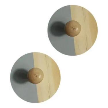 Imagem de Kit 2 Ganchos De Madeira Cabide De Parede Com Adesivo Oikos