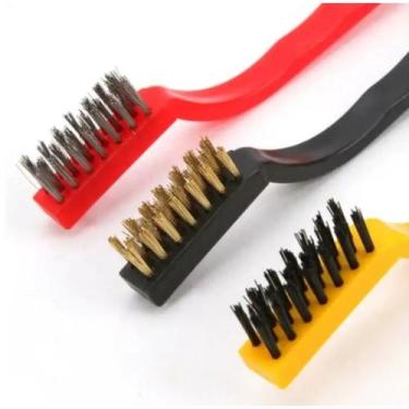 Imagem de Escovas de Aço Latão Nylon Cabo Pequena Limpeza Grelha 3 Pç - DropJT