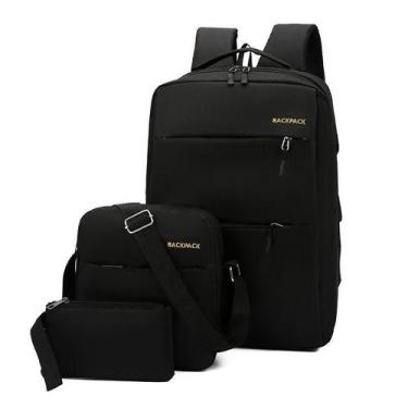 Imagem de Kit Mochila Executiva Masculina Notebook Escolar Trabalho - HWJ