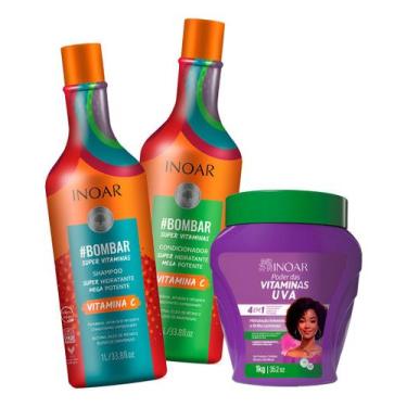 Imagem de Kit Shampoo, Cond Bombar 1l E Máscara Vitamina Uva - Inoar - NoBrand