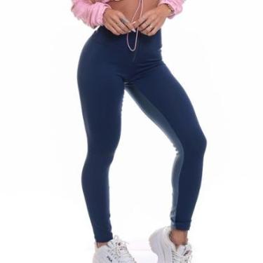 Imagem de Calça Legging Feminino Cós Alto Duplo Poliamida Zero Transparência Fechamento Zíper Respirável-Feminino