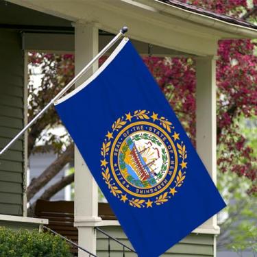 Imagem de Bandeira do estado de New Hampshire com 3 camadas de 2 x 3 pés 150D poliéster dupla face resistente ao ar livre cores vivas com cabeçalho de lona durável e 2 ilhós de latão