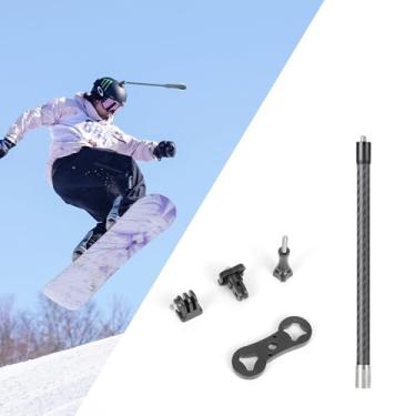 Imagem de SEASKY Haste de extensão CF de fibra de carbono de 20 cm com adaptador de rosca de parafuso de 1/4, acessório de visualização em terceira pessoa para câmera de ação panorâmica Insta360 X5 X4 X3 X2