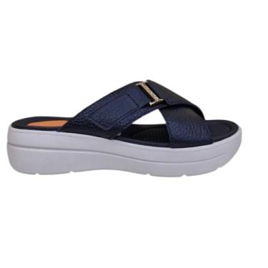 Imagem de Chinelo Feminino USAFLEX Plataforma de Couro AM12002, Preto, 36