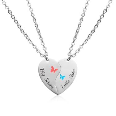 Imagem de RAMESONL Conjunto de colar de coração Big Little Sister, mãe e filha, colar combinando para mamãe e eu, amigas, presente de aniversário, Natal, Dia das Mães