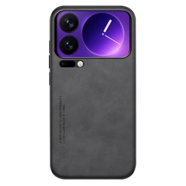 Imagem de LTLMYDAM Capa fina para Xiaomi 17 Pro Max/17 Pro/17, capa de proteção contra quedas de couro vegano fosco suporta capa de sucção magnética montada no carro, preta, 17 Pro Max