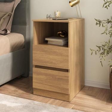 Imagem de Mesa de Cabeceira 38,5cm com 2 Gavetas Multimóveis Mp4395 Madeirado