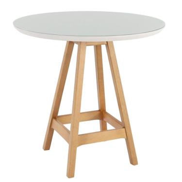 Imagem de Mesa Jantar Paixões Nacional Móveis 80cm Base Madeira Amêndoa Tampo Madeira Vidro Colado Cor Branco