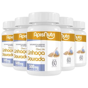 Imagem de Kit 5 Óleo De Linhaça Apisnutri 60 Cápsulas