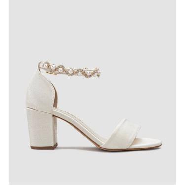 Imagem de Sandália Gisele Com Pérolas Noiva CBK Velvet Off White - CHIBINSKI, Of
