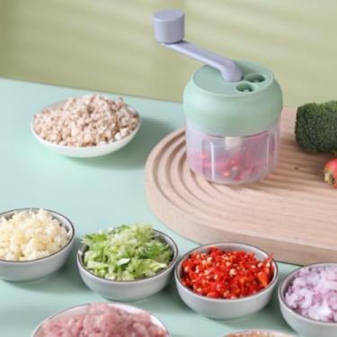 Imagem de Espremedor de alho manual processador de alimentos picador de legumes espremedor de alho portátil de 3 lâminas, picador de alho verde de 250 ml para pimenta, recheios e preparação rápida de cozinha