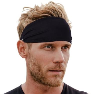 Imagem de Bandanas esportivas para homens – faixas de treino para mulheres – Faixa de corrida – Faixa de transpiração atlética de tênis (preto)