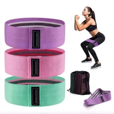 Imagem de 1 faixa elástica de resistência para ioga – ótima para exercícios de glúteos em fitness, musculação e levantamento de peso, rosa (médio)