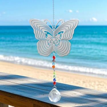 Imagem de Apanhador de sol de cristal para janelas – apanhadores de sol com prismas borboleta enfeite de pendurar para Natal, casamento, jardim, decoração de casa, presente