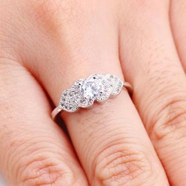 Imagem de Anéis de compromisso vintage românticos para mulheres, anel de noivado banhado a platina, joia para esposa, mãe, tamanho 6-9 WX017, 6, Latão Zircônia cúbica, Sem pedra preciosa