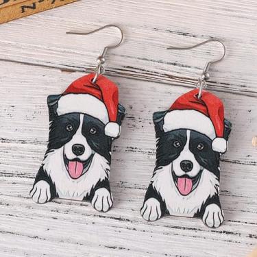 Imagem de Brincos de Natal para mulheres, chapéu de cachorro, brincos pendurados, roupas de Natal, acessórios de bijuteria, 2inch, Liga de aço, Sem pedra preciosa