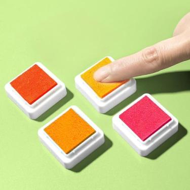 Imagem de 4 cores arco-íris DIY carimbos de impressão digital lavável pintura cartão bloco de carimbos para carimbos de borracha, papel artesanal, tecido de madeira, scrapbook, presentes de Natal, vermelho