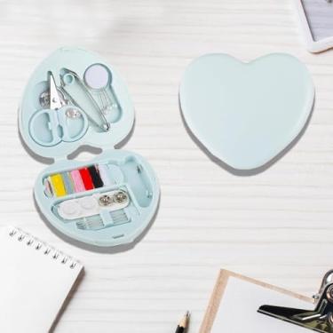 Imagem de Conjunto de kit de costura mini organizador portátil de viagem com tesouras e agulhas de linha para uso em casa, escritório, hotel, emergência, pacote com 2 (azul)
