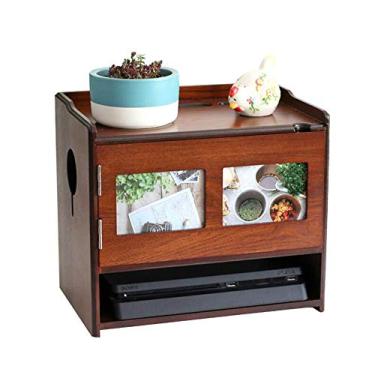 Imagem de TV Ceiling Wall Mounts Set Top Box Shelf Horizontal Placement Power Cord Multifunction Router Storage Box Solid Wood Functional Storage Shelf/972