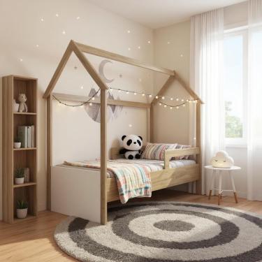 Imagem de Cama De Chão Infantil Montessoriana Solteiro Casinha Moderna - Aveiro Com Branco