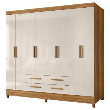Imagem de Guarda Roupas Casal 8 Portas 4 Gavetas Montana Madeirado/off White