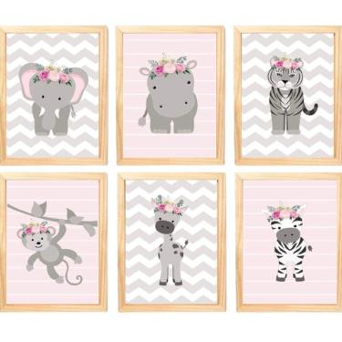 Imagem de Quadro Infantil Menina 6 Un A4 Vidro E Pendurador