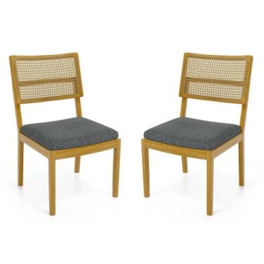 Imagem de Kit Com 2 Cadeiras Milena Madeira Maciça Assentos Estofados Encostos D