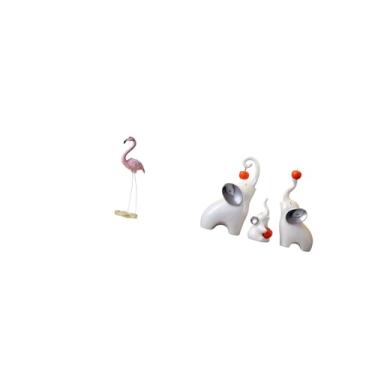 Imagem de Fenteer Estátua de Flamingo E Elefante em Resina, Escultura de Pássaro, Decoração para Casa, Lareira, Arte Moderna, Estatueta para Jardim, Suporte de Metal, Q
