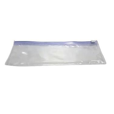 Imagem de 20 Estojo Plastico Zip Zap - Transparente Com Ziper Branco