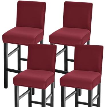 Imagem de GOSTADY Conjunto de 4 capas de banco de bar, à prova d'água, capas de assento de banco de bar, com altura elástica, para cadeira alta de pub com encosto, capas de cadeira de bar para cozinha, sala de