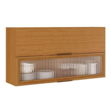 Imagem de Armário De Cozinha Aéreo Duplo 2 Portas Com Vidro Módulo Suspenso Cinamomo Namur Itatiaia Cinamomo