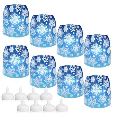 Imagem de MODGY Lanternas luminárias castiçais decorativas para ambientes internos e externos, lanternas para decoração de mesa central de casamento, pátio externo, com velas de LED flutuantes sem chama, pacote