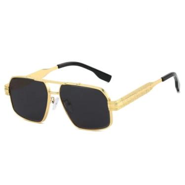 Imagem de HCHES Óculos de Sol Femininos com Ponte Dupla e Lentes Degradê, Armação Luxuosa com Detalhes Esculpidos, Proteção UV400 para Uso Externo (Dourado e Preto)