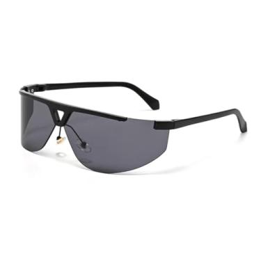 Imagem de HCPIHF Óculos de sol de luxo com armação de metal, vintage, masculino, punk, UV400 (preto-preto)